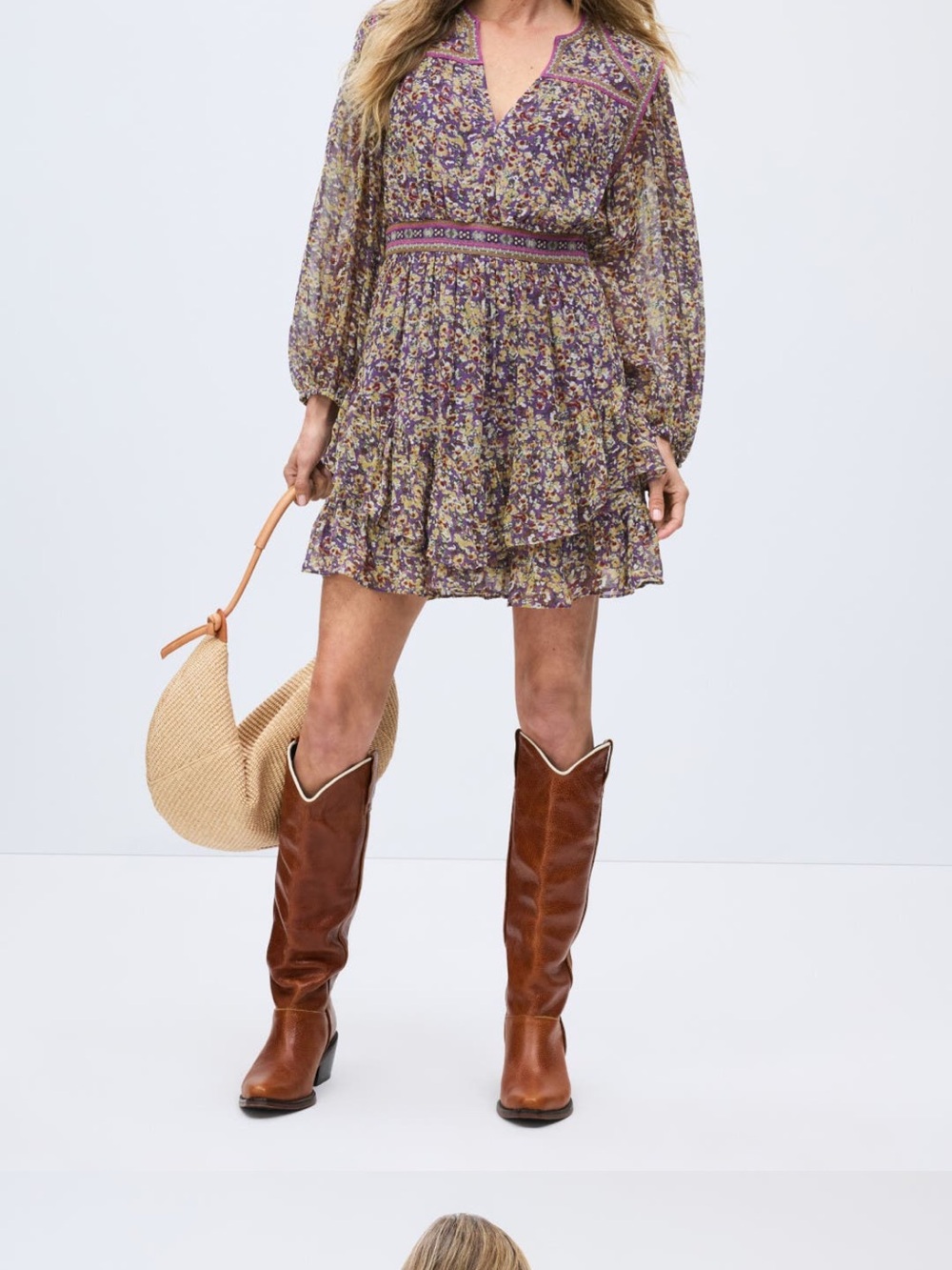 Ba&sh Floral Mini Loly Dress Purple